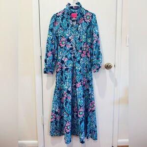 Lilly Pulitzer Tropical Floral Maxi Dress in Blue & Pink